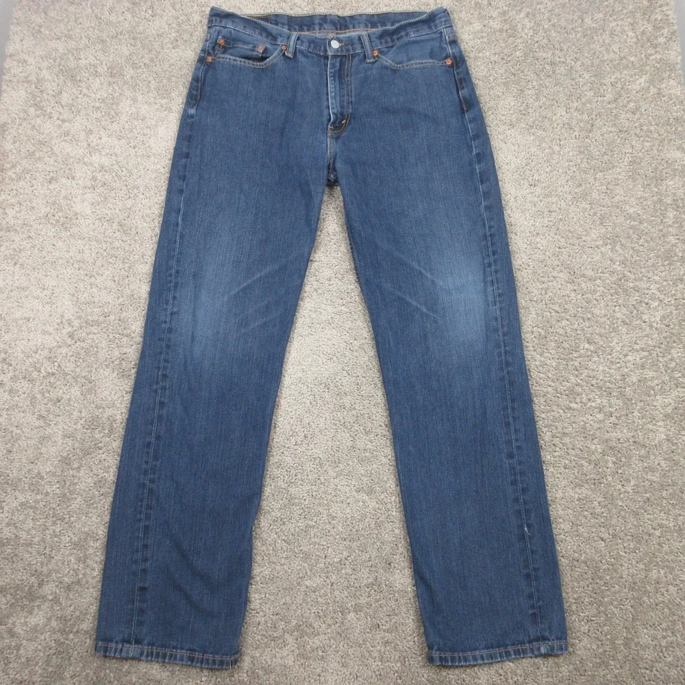 Levis Jeans Mens 36x34 Blue 514 Slim Straight Faded Zip Fly Denim Pants